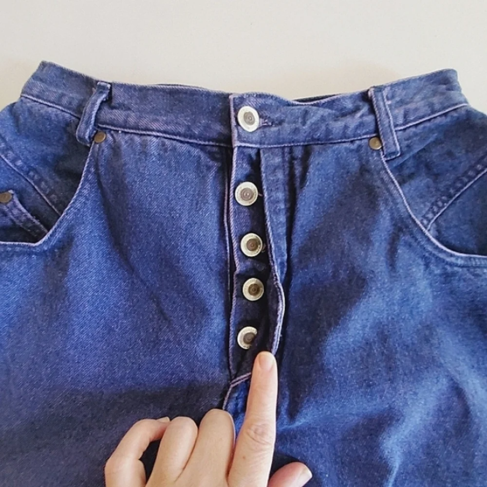 7256 * Gitano Vintage Button Fly Tapered Leg Jeans Purple Size 14 80s - Picture 5 of 11